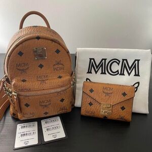 MCM Cognac Backpack with Black Accents